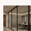 Illustrative glass office partition