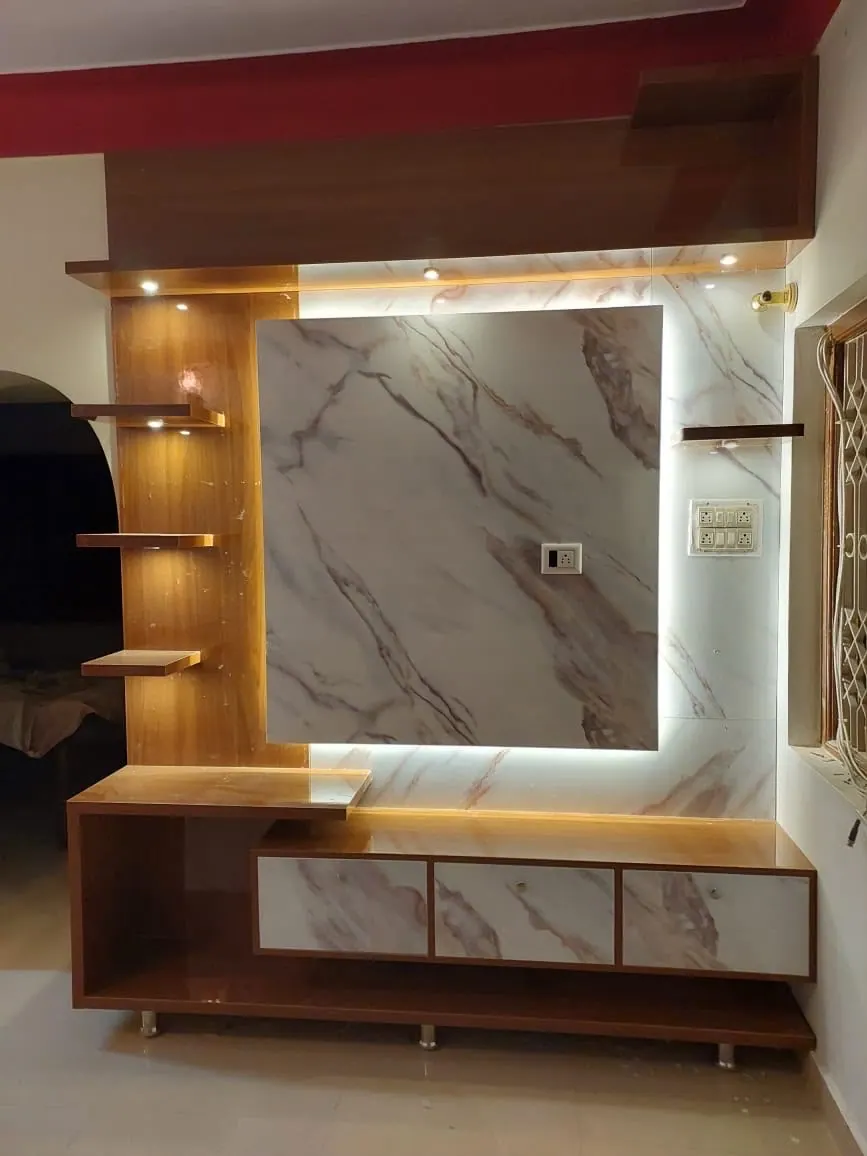Marble Finish TV Wall